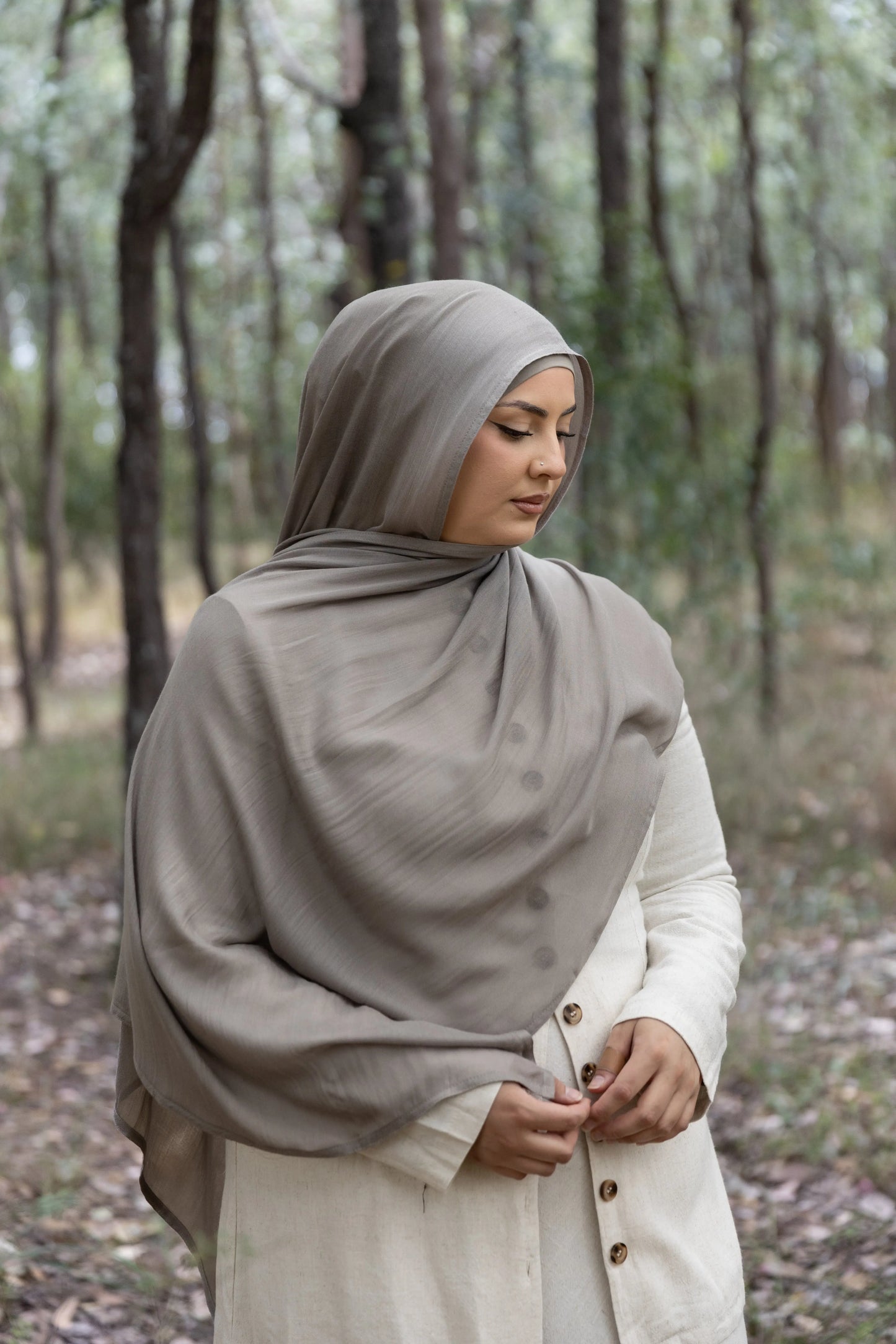 Khaki Grey Modal Hijab Set Kaia Kollection