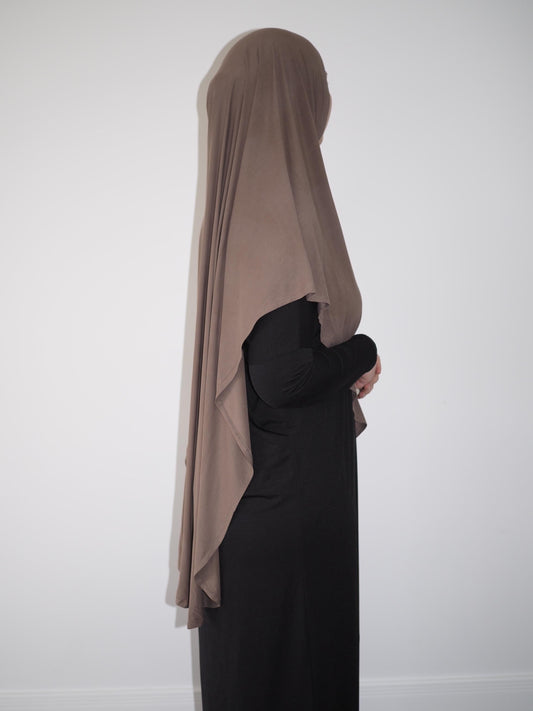Brown Sugar Bamboo Jersey Shoulder Cut Jilbab Set